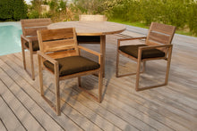 5 pc Venice Teak Arm Dining Set with 48" Round Dining Table