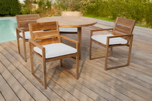 5 pc Venice Teak Arm Dining Set with 48" Round Dining Table