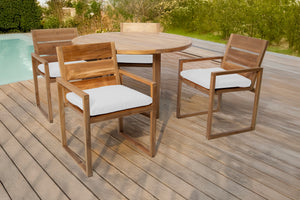 5 pc Venice Teak Arm Dining Set with 48" Round Dining Table