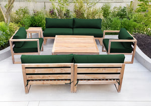 6 pc Venice Teak Deep Seating Armless Sofa with Square Coffee Table. Sunbrella Cushion.
