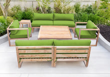6 pc Venice Teak Deep Seating Armless Sofa with Square Coffee Table. Sunbrella Cushion.