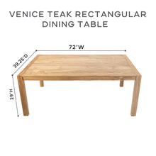 7 pc Venice Teak Armless Dining Set with 72" Rectangular Dining Table