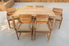 7 pc Venice Teak Arm Dining Set with 72" Rectangular Dining Table