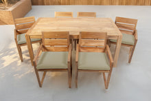 7 pc Venice Teak Arm Dining Set with 72" Rectangular Dining Table