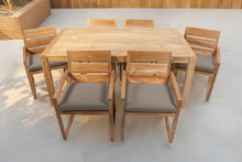 7 pc Venice Teak Arm Dining Set with 72" Rectangular Dining Table