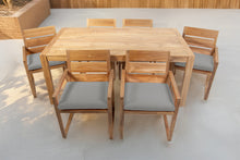 7 pc Venice Teak Arm Dining Set with 72" Rectangular Dining Table