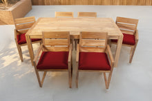 7 pc Venice Teak Arm Dining Set with 72" Rectangular Dining Table