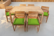 7 pc Venice Teak Arm Dining Set with 72" Rectangular Dining Table