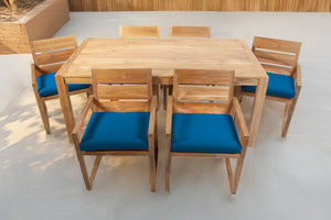 7 pc Venice Teak Arm Dining Set with 72" Rectangular Dining Table