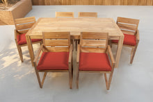 7 pc Venice Teak Arm Dining Set with 72" Rectangular Dining Table