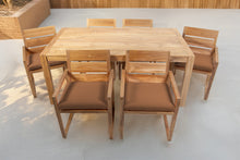 7 pc Venice Teak Arm Dining Set with 72" Rectangular Dining Table