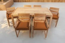 7 pc Venice Teak Arm Dining Set with 72" Rectangular Dining Table