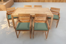 7 pc Venice Teak Arm Dining Set with 72" Rectangular Dining Table
