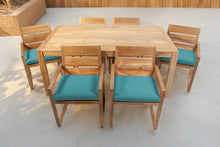 7 pc Venice Teak Arm Dining Set with 72" Rectangular Dining Table