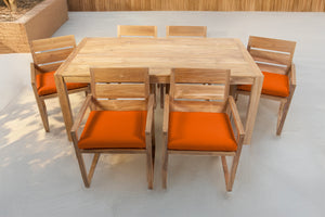 7 pc Venice Teak Arm Dining Set with 72" Rectangular Dining Table