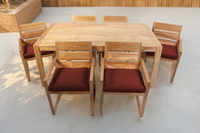 7 pc Venice Teak Arm Dining Set with 72" Rectangular Dining Table