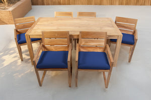 7 pc Venice Teak Arm Dining Set with 72" Rectangular Dining Table