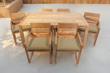 7 pc Venice Teak Arm Dining Set with 72" Rectangular Dining Table