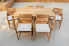 7 pc Venice Teak Arm Dining Set with 72" Rectangular Dining Table