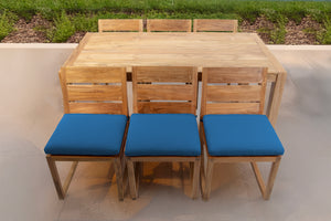 7 pc Venice Teak Armless Dining Set with 72" Rectangular Dining Table