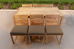 7 pc Venice Teak Armless Dining Set with 72" Rectangular Dining Table