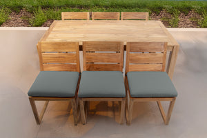 7 pc Venice Teak Armless Dining Set with 72" Rectangular Dining Table