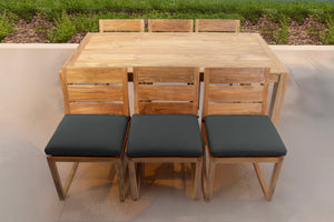 7 pc Venice Teak Armless Dining Set with 72" Rectangular Dining Table