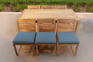 7 pc Venice Teak Armless Dining Set with 72" Rectangular Dining Table