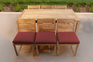 7 pc Venice Teak Armless Dining Set with 72" Rectangular Dining Table