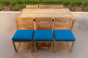 7 pc Venice Teak Armless Dining Set with 72" Rectangular Dining Table