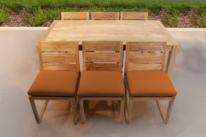 7 pc Venice Teak Armless Dining Set with 72" Rectangular Dining Table