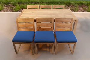 7 pc Venice Teak Armless Dining Set with 72" Rectangular Dining Table