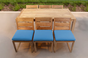 7 pc Venice Teak Armless Dining Set with 72" Rectangular Dining Table