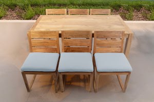 7 pc Venice Teak Armless Dining Set with 72" Rectangular Dining Table