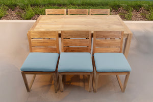 7 pc Venice Teak Armless Dining Set with 72" Rectangular Dining Table
