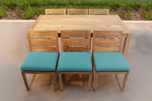 7 pc Venice Teak Armless Dining Set with 72" Rectangular Dining Table