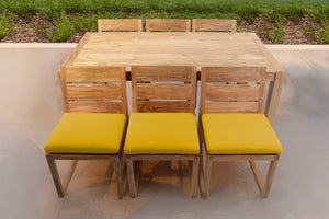 7 pc Venice Teak Armless Dining Set with 72" Rectangular Dining Table