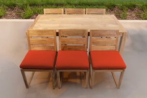 7 pc Venice Teak Armless Dining Set with 72" Rectangular Dining Table