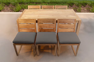 7 pc Venice Teak Armless Dining Set with 72" Rectangular Dining Table
