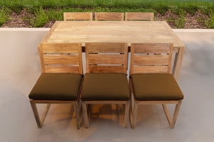 7 pc Venice Teak Armless Dining Set with 72" Rectangular Dining Table