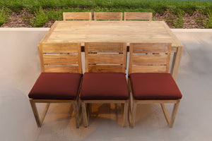 7 pc Venice Teak Armless Dining Set with 72" Rectangular Dining Table
