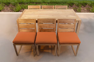 7 pc Venice Teak Armless Dining Set with 72" Rectangular Dining Table