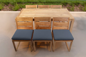 7 pc Venice Teak Armless Dining Set with 72" Rectangular Dining Table