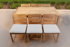 7 pc Venice Teak Armless Dining Set with 72" Rectangular Dining Table