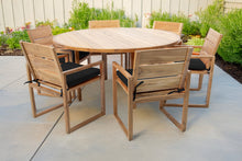 7 pc Venice Teak Arm Dining Set with 60" Round Dining Table