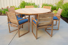 7 pc Venice Teak Arm Dining Set with 60" Round Dining Table