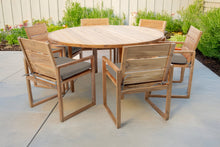 7 pc Venice Teak Arm Dining Set with 60" Round Dining Table