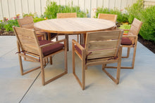 7 pc Venice Teak Arm Dining Set with 60" Round Dining Table