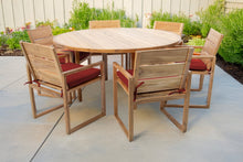 7 pc Venice Teak Arm Dining Set with 60" Round Dining Table