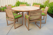 7 pc Venice Teak Arm Dining Set with 60" Round Dining Table